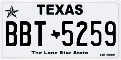 TX license plate BBT5259
