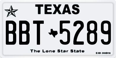 TX license plate BBT5289
