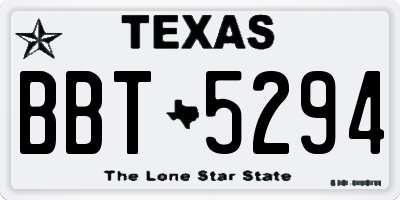 TX license plate BBT5294