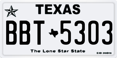 TX license plate BBT5303
