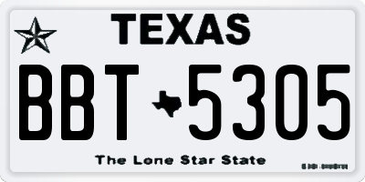 TX license plate BBT5305