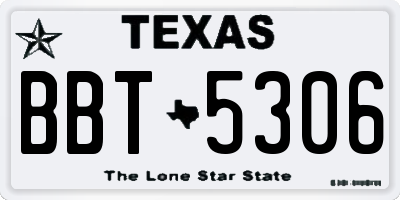 TX license plate BBT5306