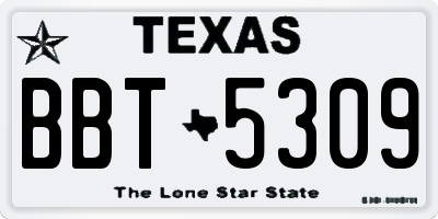 TX license plate BBT5309