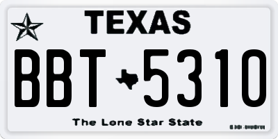 TX license plate BBT5310