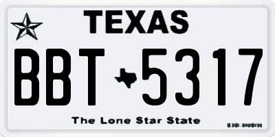 TX license plate BBT5317