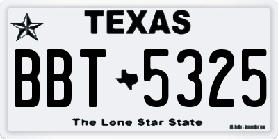 TX license plate BBT5325