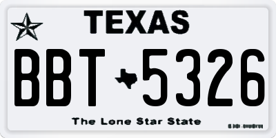 TX license plate BBT5326