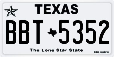 TX license plate BBT5352