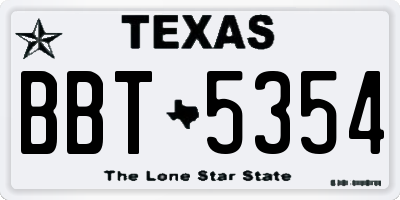 TX license plate BBT5354