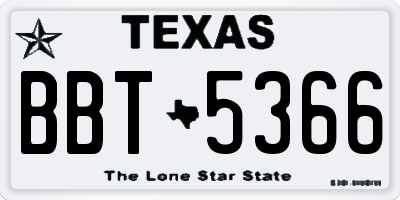 TX license plate BBT5366