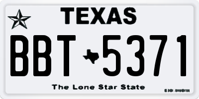 TX license plate BBT5371