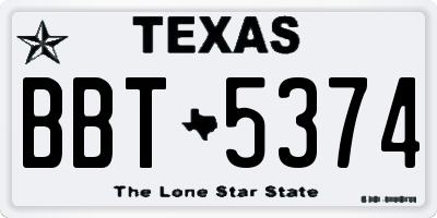 TX license plate BBT5374