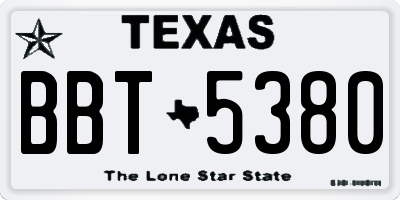 TX license plate BBT5380