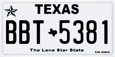 TX license plate BBT5381