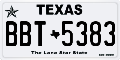 TX license plate BBT5383