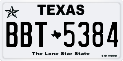 TX license plate BBT5384