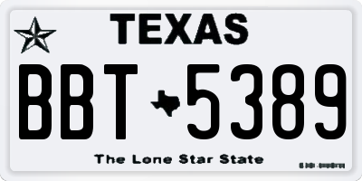 TX license plate BBT5389
