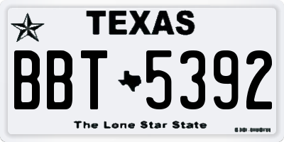 TX license plate BBT5392
