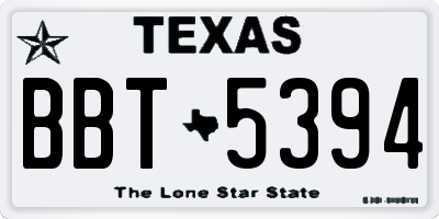 TX license plate BBT5394