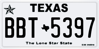 TX license plate BBT5397