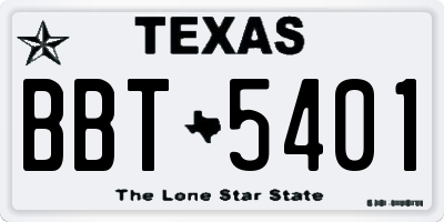TX license plate BBT5401