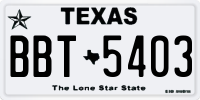 TX license plate BBT5403