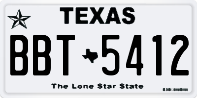 TX license plate BBT5412