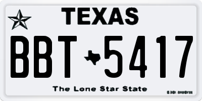 TX license plate BBT5417