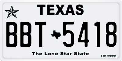 TX license plate BBT5418