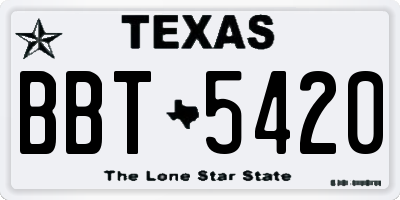 TX license plate BBT5420