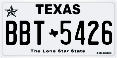 TX license plate BBT5426