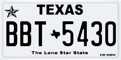 TX license plate BBT5430