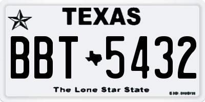TX license plate BBT5432