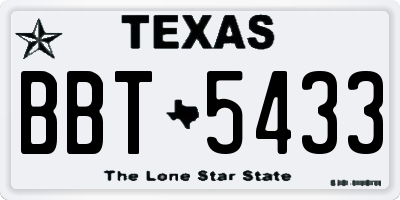 TX license plate BBT5433