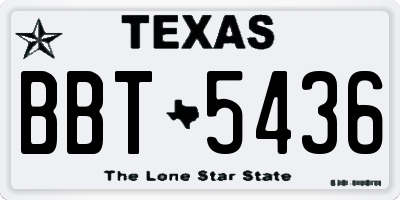 TX license plate BBT5436