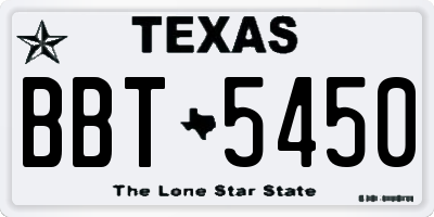 TX license plate BBT5450