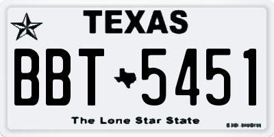 TX license plate BBT5451