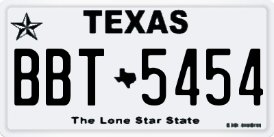 TX license plate BBT5454