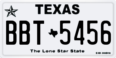 TX license plate BBT5456