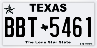 TX license plate BBT5461
