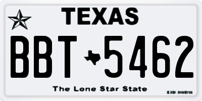 TX license plate BBT5462