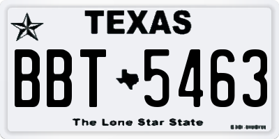 TX license plate BBT5463