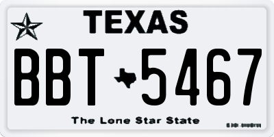 TX license plate BBT5467