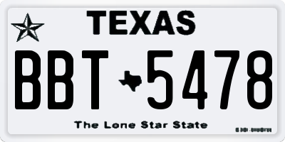 TX license plate BBT5478