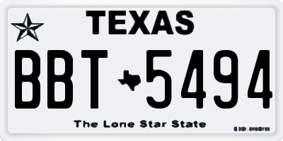 TX license plate BBT5494
