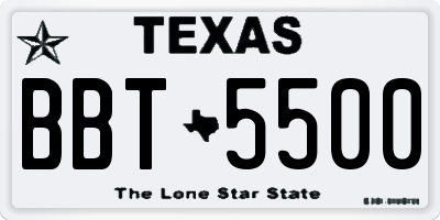 TX license plate BBT5500
