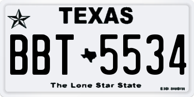 TX license plate BBT5534