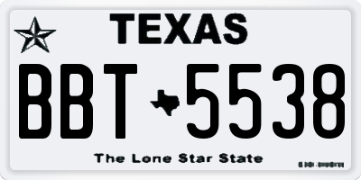 TX license plate BBT5538