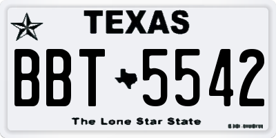TX license plate BBT5542