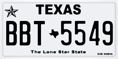 TX license plate BBT5549